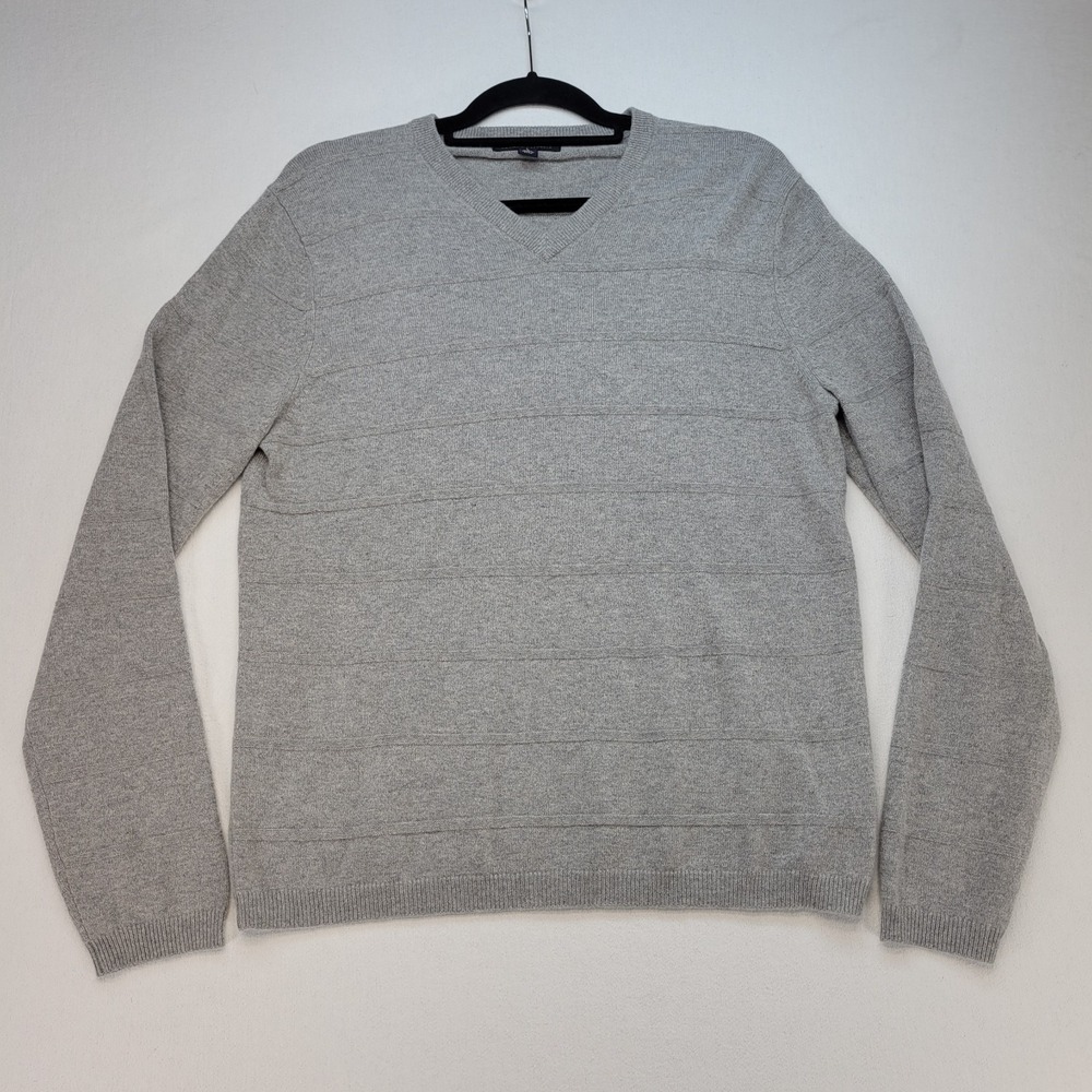 Banana Republic Sweater Mens Small Gray Wool Cashmere V-Neck Preppy Classic